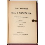 WEININGER Otto - Pohlavie a charakter. Základný rozbor, 1-2 sady, 1926