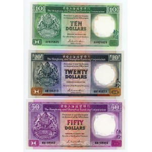Hong Kong Lot of 3 Banknotes 1985 - 1986