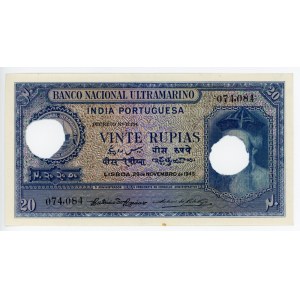 India Portuguese 20 Rupias 1945