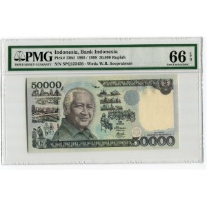 Indonesia 50000 Rupiah 1995 (1998) PMG 66 Fancy Number