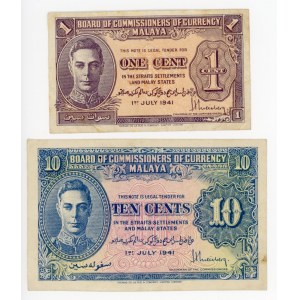 Malaya 1 & 10 Cents 1945 (1941)