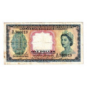 Malaya & British Borneo 1 Dollar 1953