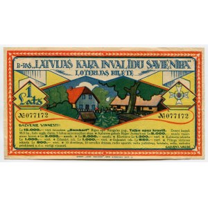 Latvia Riga Lottery Ticket 1 Lats 1936