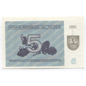 Lithuania 5 Talonas 1991