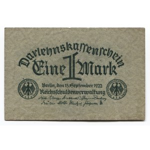 Germany - Weimar Republic 1 Mark 1922