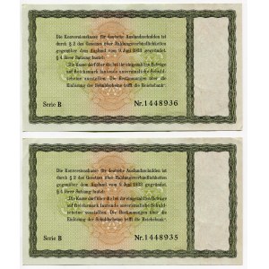 Germany - Third Reich 2 x 5 Reichsmark 1934 With Consecutive Numbers