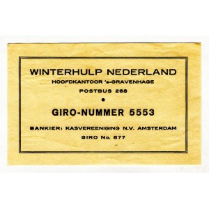Germany - Third Reich Netherland Winter Help Adress Card 1942
