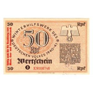 Germany - Third Reich Winterhilfswerk 50 Reichspfennig 1940 - 1941 With Red Underprint