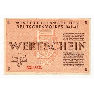 Germany - Third Reich Winterhilfswerk 5 Reichsmark 1941 - 1942