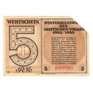 Germany - Third Reich Winterhilfswerk 5 Reichsmark 1942 - 1943