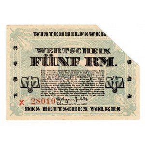 Germany - Third Reich Winterhilfswerk 5 Reichsmark 1943 - 1944