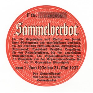 Germany - Third Reich Winterhilfswerk Advertisement Charity 1936 - 1937 With Serial Number