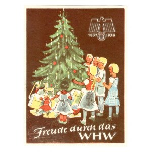 Germany - Third Reich Winterhilfswerk Advertisement Card Children with a Christmas Tree 1937 - 1938
