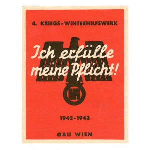 Germany - Third Reich Winterhilfswerk Advertisement 1942 - 1943