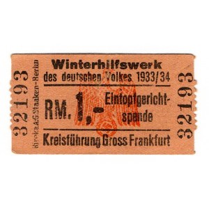 Germany - Third Reich Winterhilfswerk Spende 1 Reichsmark 1933 - 1934