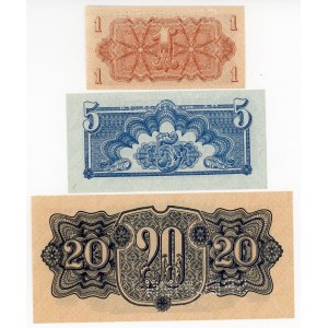 Czechoslovakia Lot of 3 Specimen Banknotes 1944 Specimen