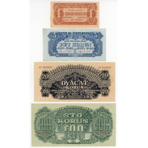 Czechoslovakia Lot of 4 Specimen Banknotes 1944 Specimen