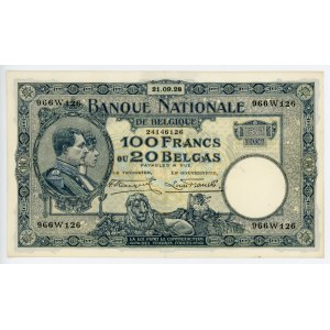 Belgium 100 Francs - 20 Belgas 1928