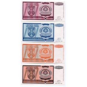 Bosnia & Herzegovina Complete Denomination Set of 4 Banknotes 1993