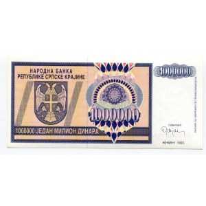 Croatia 1000000 Dinara 1993