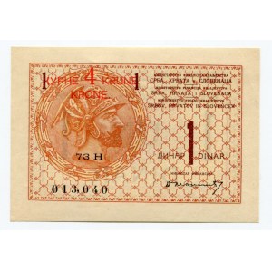 Yugoslavia 4 Kronen on 1 Dinar 1919