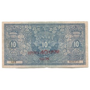 Yugoslavia 40 Kronen on 10 Dinara 1919