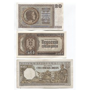 Yugoslavia & Serbia 20 - 50 - 100 Dinara 1936 - 1943