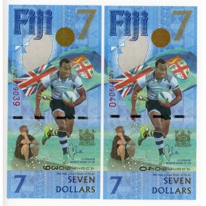 Fiji 2 x 7 Dollars 2017 (2016) With Consecutive Numbers