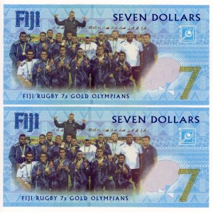 Fiji 2 x 7 Dollars 2017 (2016) With Consecutive Numbers
