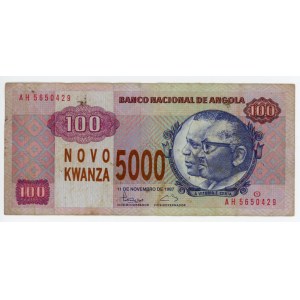 Angola 5000 Novo Kwanza on 100 Kwanzas 1991 (ND)