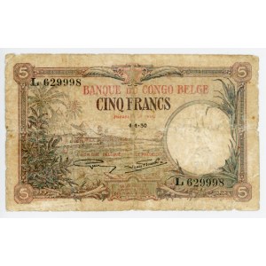 Belgian Congo 5 Francs 1930