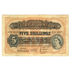 East Africa 5 Shillings 1953