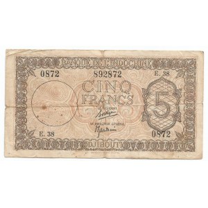 French Somaliland Djibouti 5 Francs 1945 (ND)