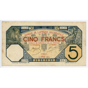French West Africa 5 Francs 1924