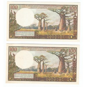 Madagascar 2 x 100 Francs 1970 - 1973 (ND)