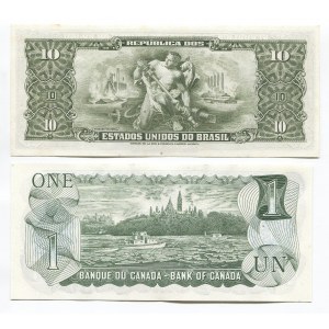 Brazil & Canada 10 Cruzeiros & 1 Dollar 1962 - 1973