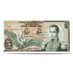Colombia 5 Pesos Oro 1978 Replacement Rare