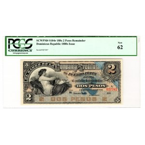 Dominican Republic 2 Pesos 1880 PCGS 62