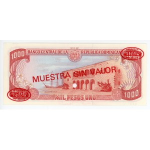 Dominican Republic 1000 Pesos Oro 1987 Specimen