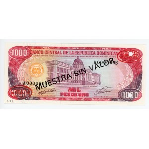Dominican Republic 1000 Pesos Oro 1991 Specimen