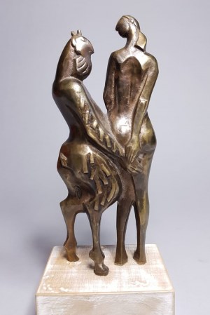 Robert Dyrcz, Kobieta i Satyr (Brąz, wys. 25 cm, UNIKAT)