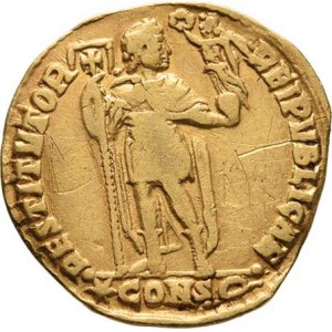 Řím, Valens, 364 - 378, Solidus, Rv:RESTITVTOR.REIPVBLICAE., stojící císař