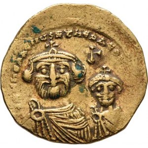 Byzanc, Heraclius a Heraclius Constantinus, 613 - 638, Solidus, HERACLIUS.ET.HERA.CONST.P.F.AVG.,