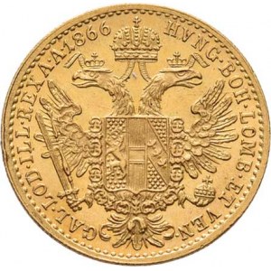 František Josef I., 1848 - 1916, Dukát 1866 A, 3.487g, nep.hr., nep.rysky, pěkná