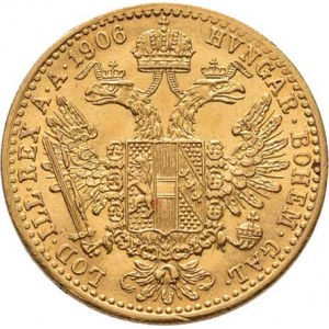 František Josef I., 1848 - 1916, Dukát 1906, 3.492g, nep.hr., nep.rysky, pěkná patina