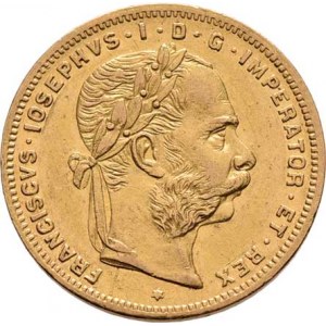 František Josef I., 1848 - 1916, 8 Zlatník 1884 (pouze 91.000 ks), 6.428g, dr.hr.,