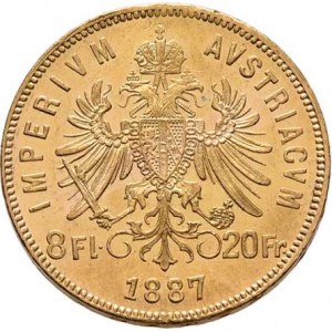 František Josef I., 1848 - 1916, 8 Zlatník 1887, 6.449g, nep.hr., nep.rysky