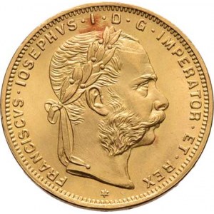 František Josef I., 1848 - 1916, 8 Zlatník 1892 - novoražba, 6.443g, dr.skvrnka