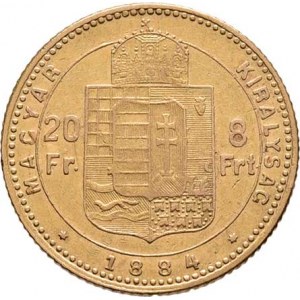 František Josef I., 1848 - 1916, 8 Zlatník 1884 KB, 6.420g, nep.hr., dr.rysky, pěkná