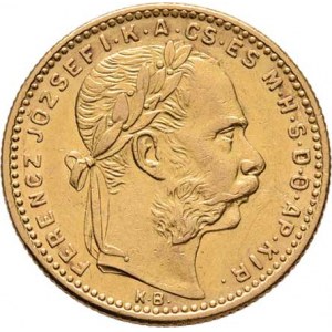 František Josef I., 1848 - 1916, 8 Zlatník 1888 KB, 6.434g, nep.hr., nep.rysky, pěkná